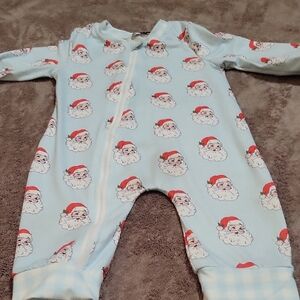 Festive Santa Kids Footie Pajamas